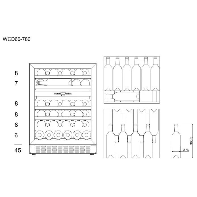 Cave de vinho mQuvée WineCave 780 60D Anthracite Black com duas zonas de temperatura.