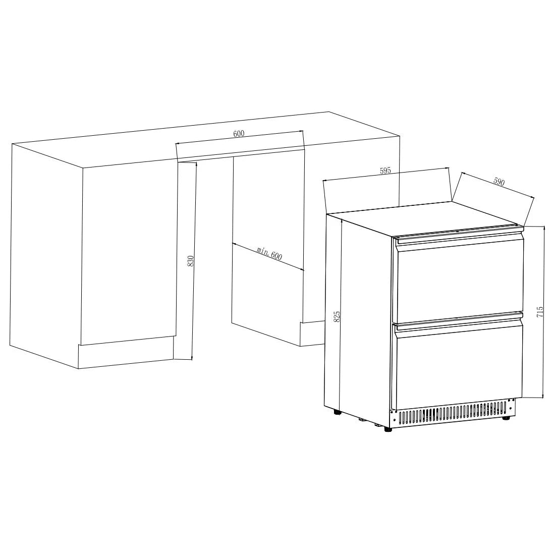Interior de Frigorífico para bebidas Cavin Outdoor Collection 51D Stainless com prateleiras