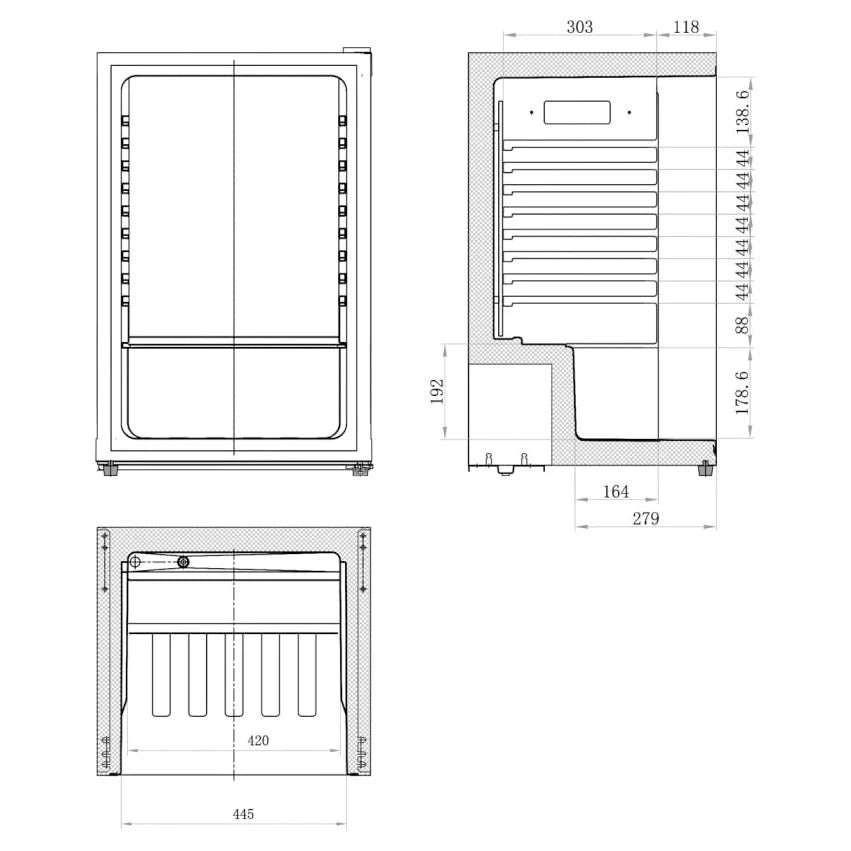 Interior de Frigorífico para bebidas Cavin Polar Collection 115 L White com prateleiras