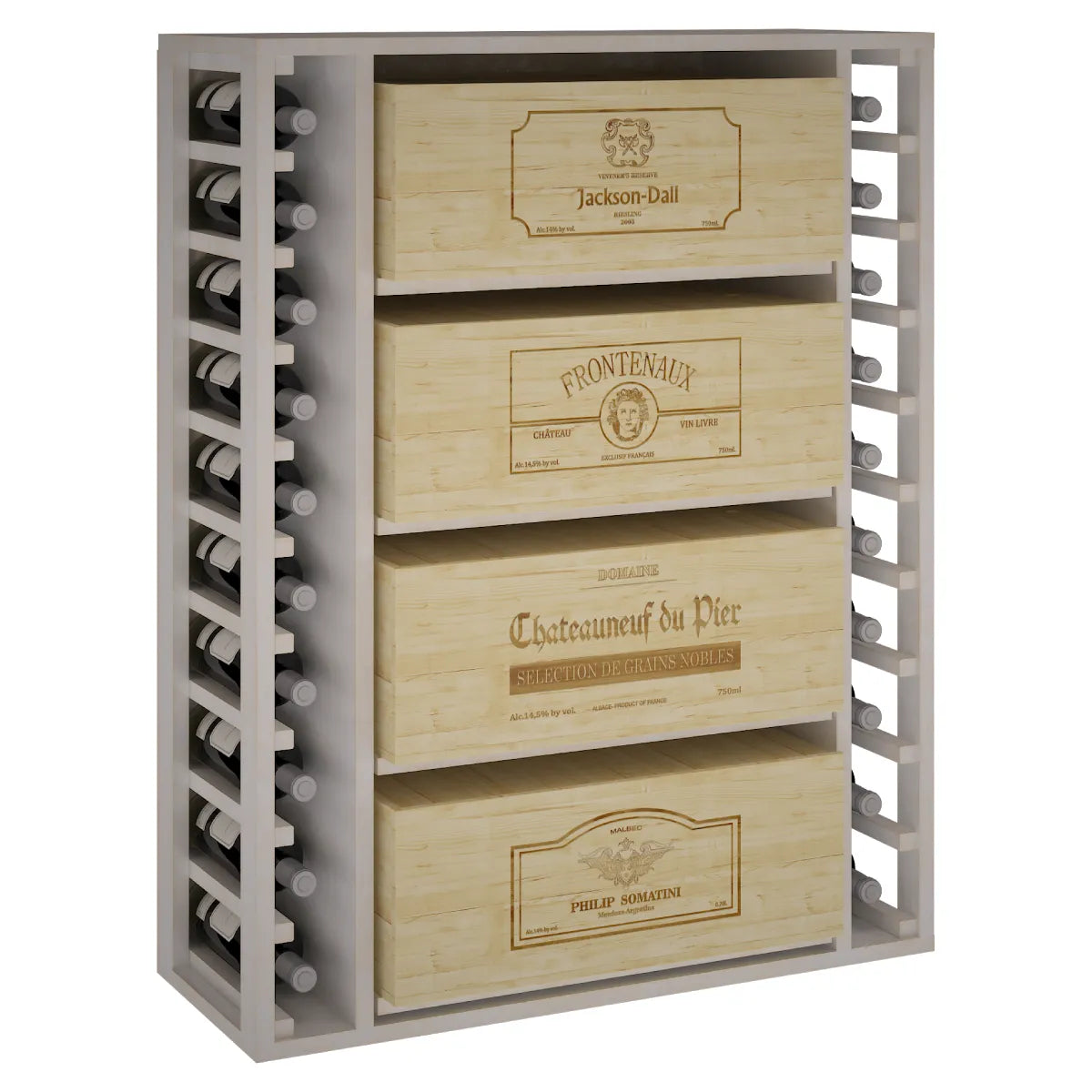 Garrafeira para 20 garrafas e 4 caixas de 12 garrafas Expovinalia Arganza Godello 2542 – Pinho branco – EW2542