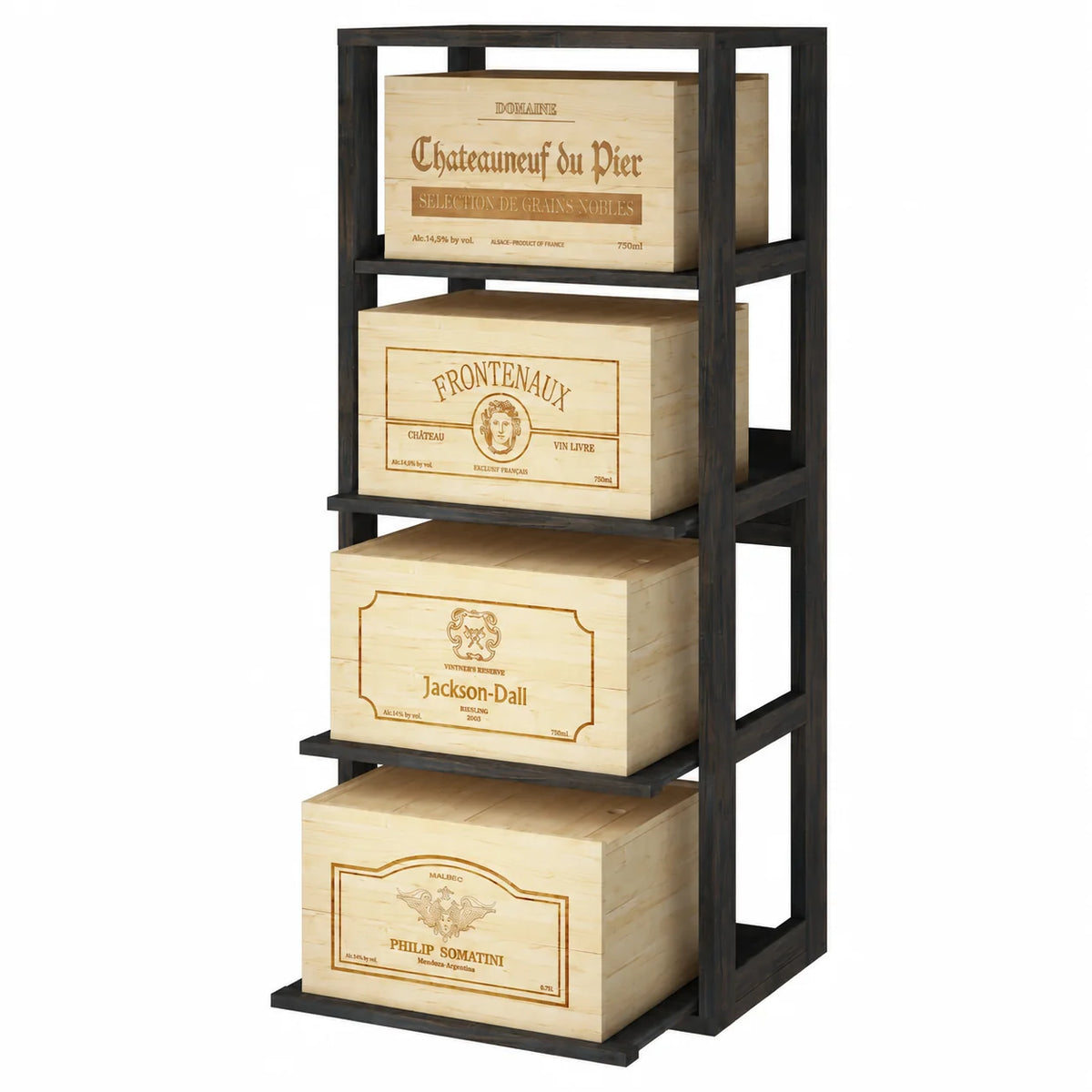 Garrafeira para 4 caixas de 6 garrafas Expovinalia Arganza Godello 2558 – Pinho preto – BX2558