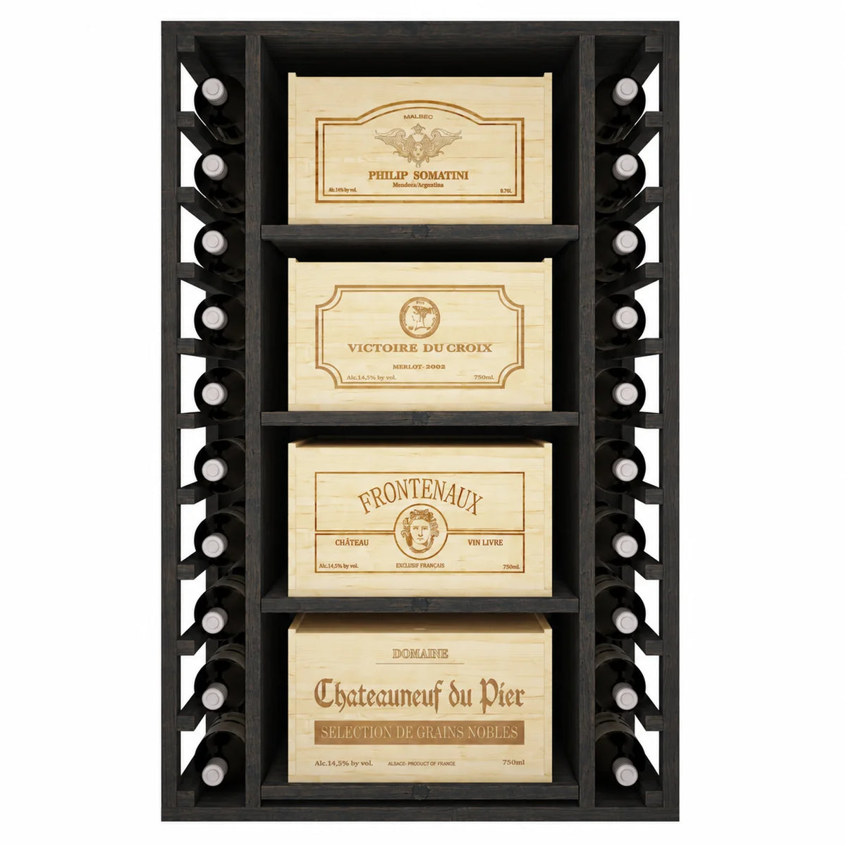 Garrafeira para 44 garrafas Expovinalia Arganza Godello 2547 – Pinho preto – BX2547