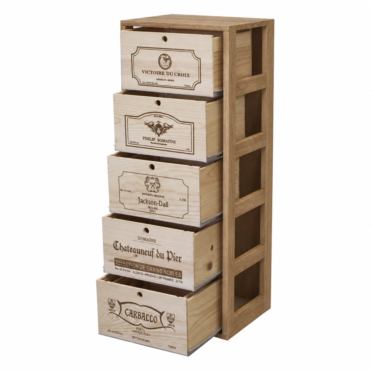 Garrafeira para 5 caixas de 6 garrafas Expovinalia Arganza Godello 2553 – Carvalho natural – ER2553