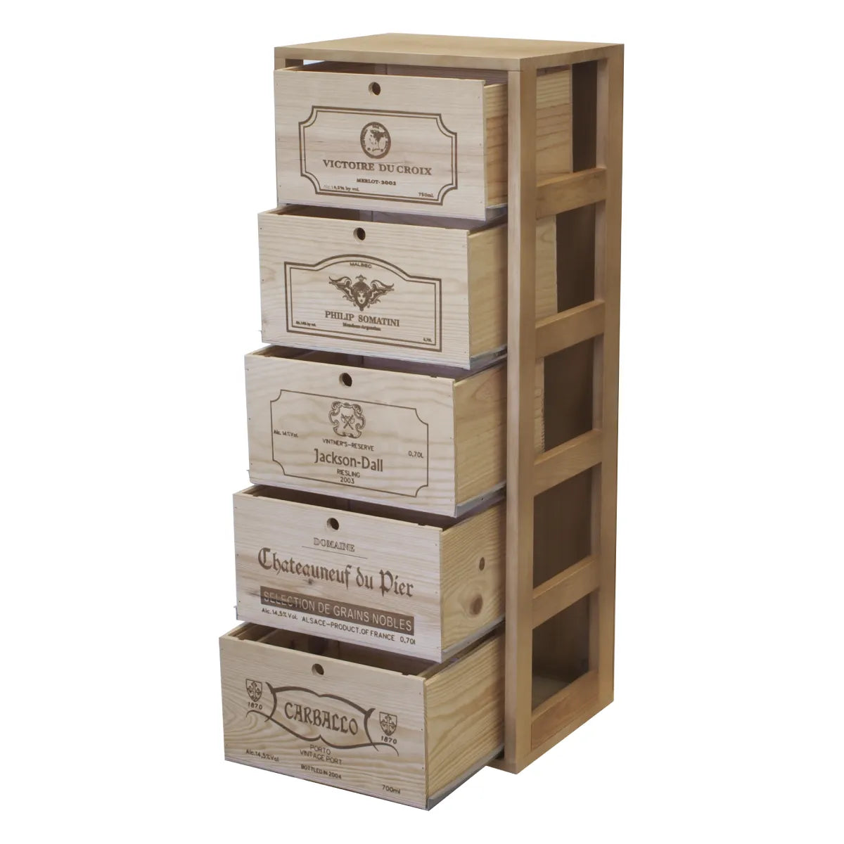 Garrafeira para 5 caixas de 6 garrafas Expovinalia Arganza Godello 2553 – Pinho com acabamento de carvalho claro – EX2553