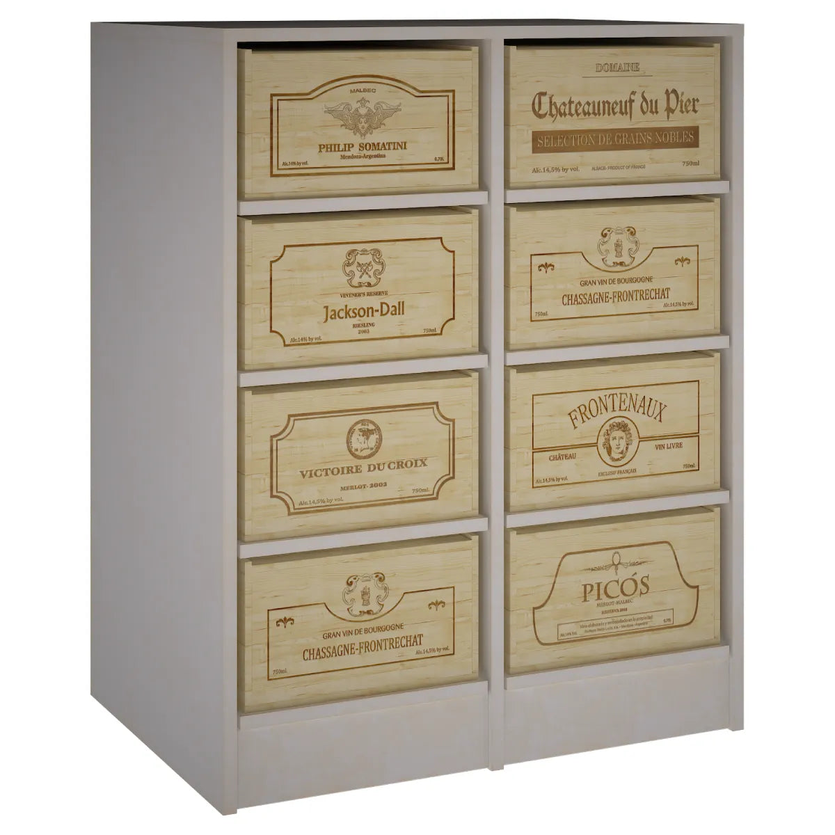 Garrafeira para 8 caixas de 12 garrafas Expovinalia Arganza Godello 2545 – Pinho branco – EW2545