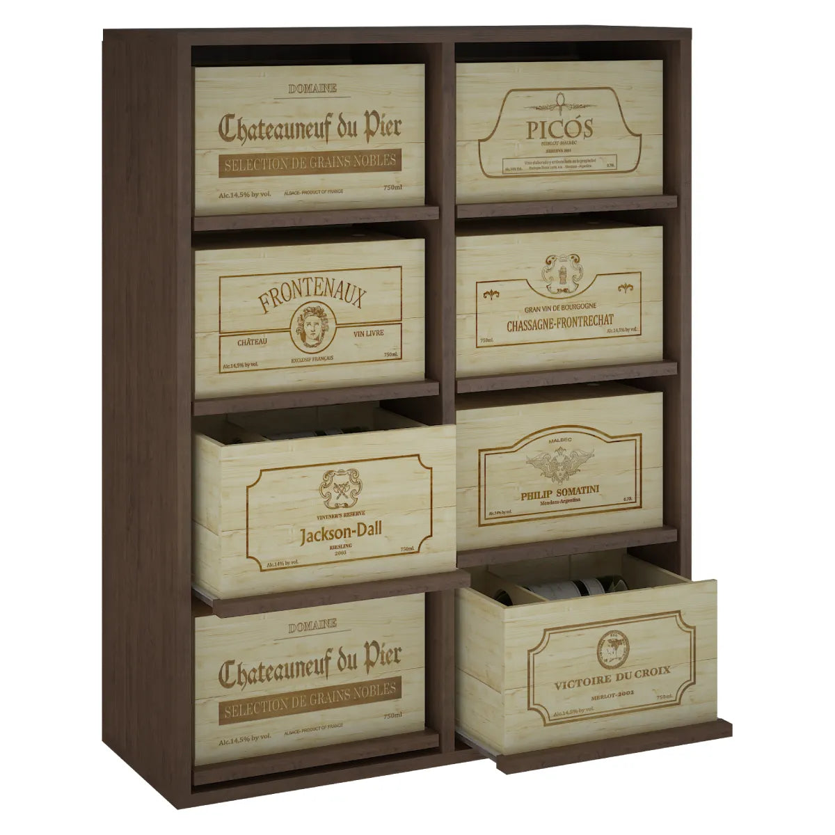 Garrafeira para 8 caixas de 12 garrafas Expovinalia Arganza Godello 2545 – Pinho escuro – HX2545