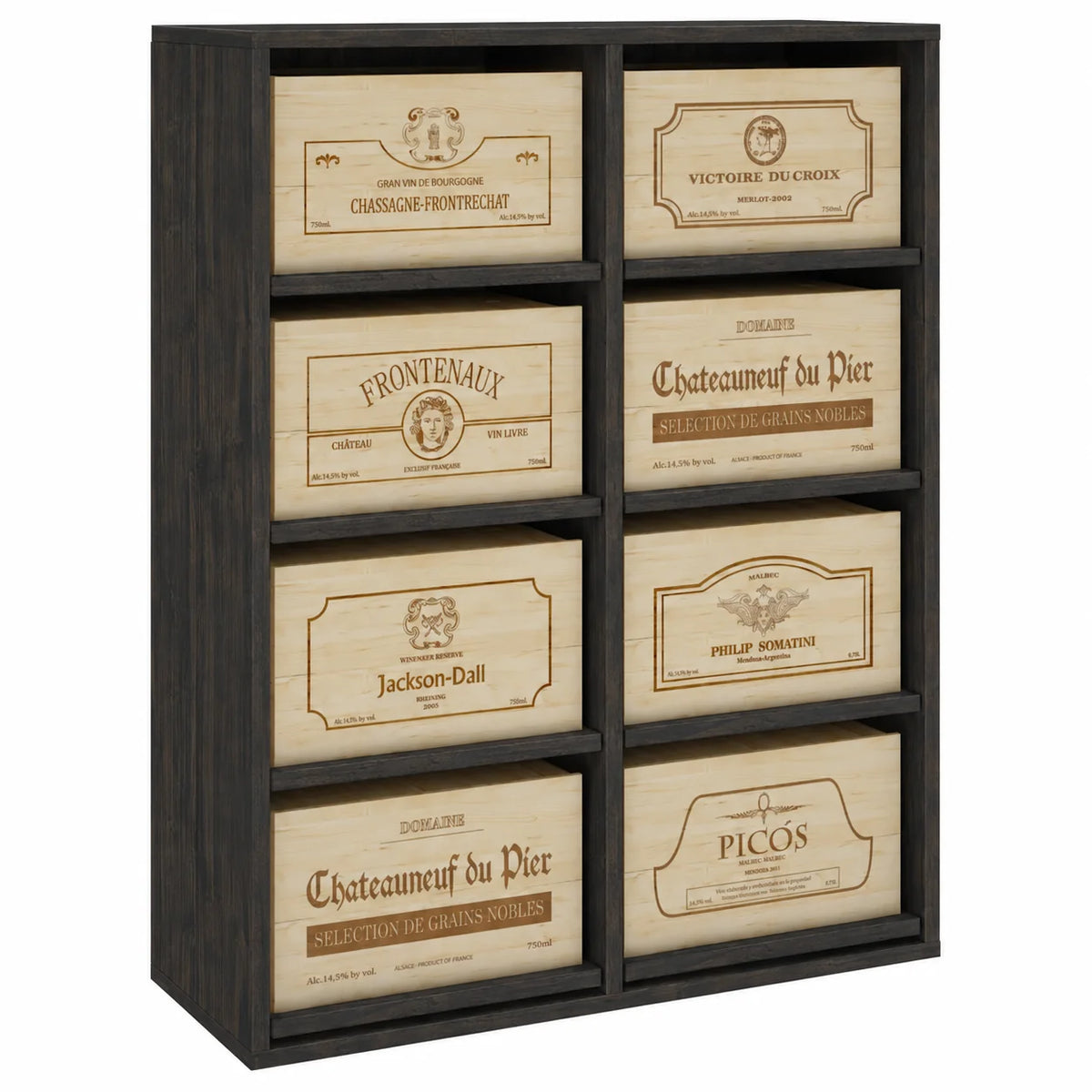 Garrafeira para 8 caixas de 6 garrafas Expovinalia Arganza Godello 2541 – Pinho preto – BX2541