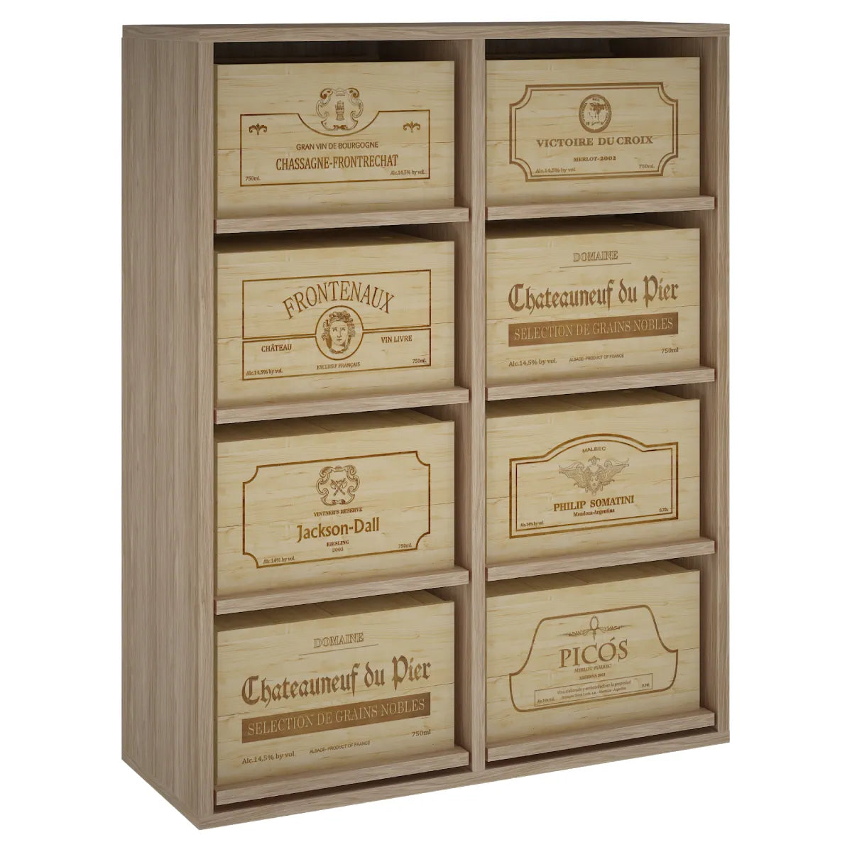Garrafeira para 8 caixas de 6 garrafas Expovinalia Arganza Godello 2541 – Carvalho natural – ER2541