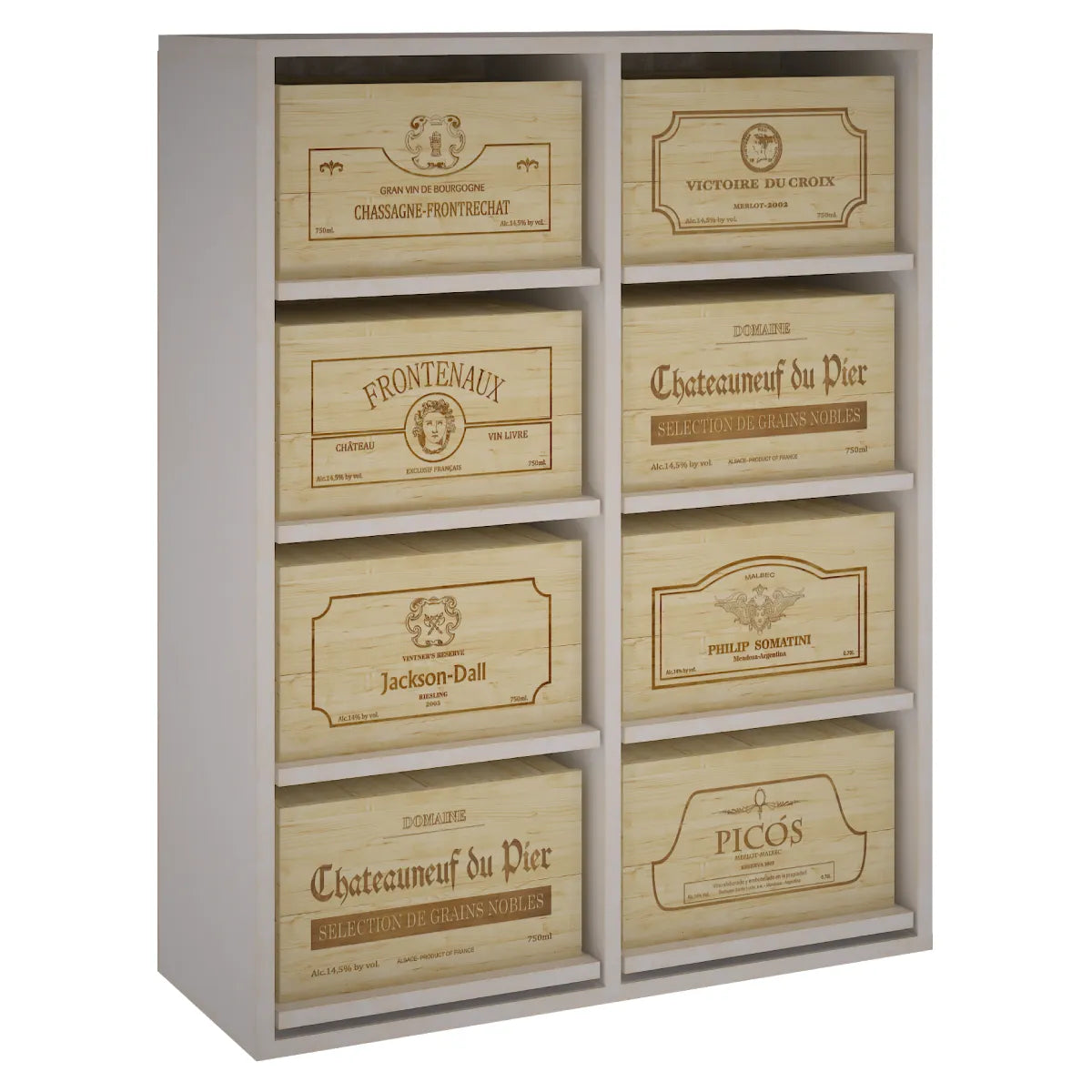 Garrafeira para 8 caixas de 6 garrafas Expovinalia Arganza Godello 2541 – Pinho branco – EW2541