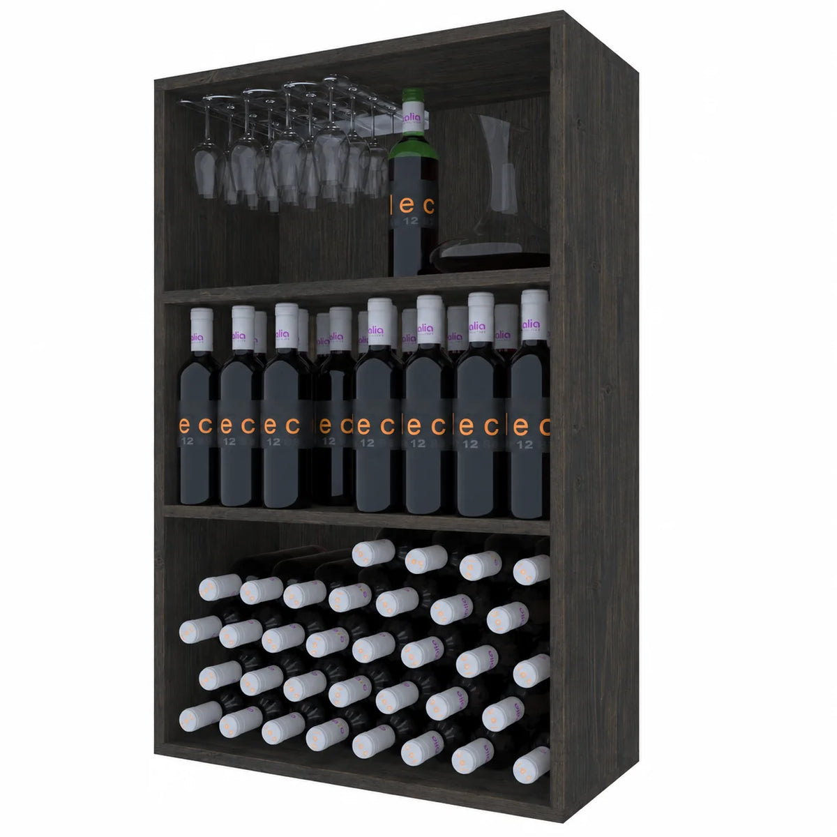 Garrafeira para 96 garrafas Expovinalia Corullón Godello 2523 – Pinho preto – BX2523