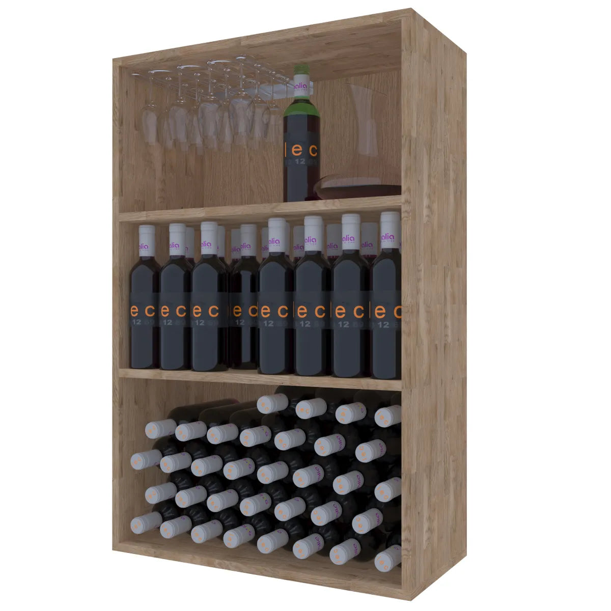 Garrafeira para 96 garrafas Expovinalia Corullón Godello 2523 – Pinho com acabamento de carvalho claro – EX2523