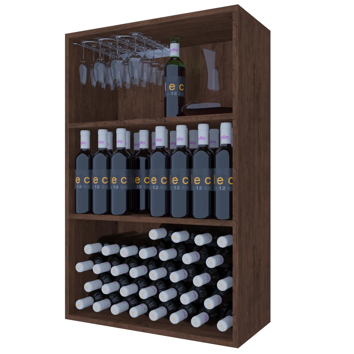 Garrafeira para 96 garrafas Expovinalia Corullón Godello 2523 – Pinho escuro – HX2523